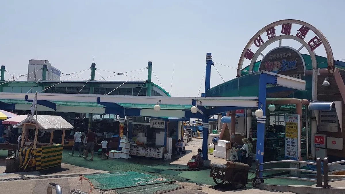 묵호항 자연산 수산물 판매시장 전경